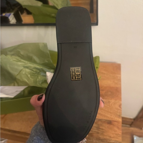 Tory Burch Black Slides with Silver Emblem - Picture 4 of 7
